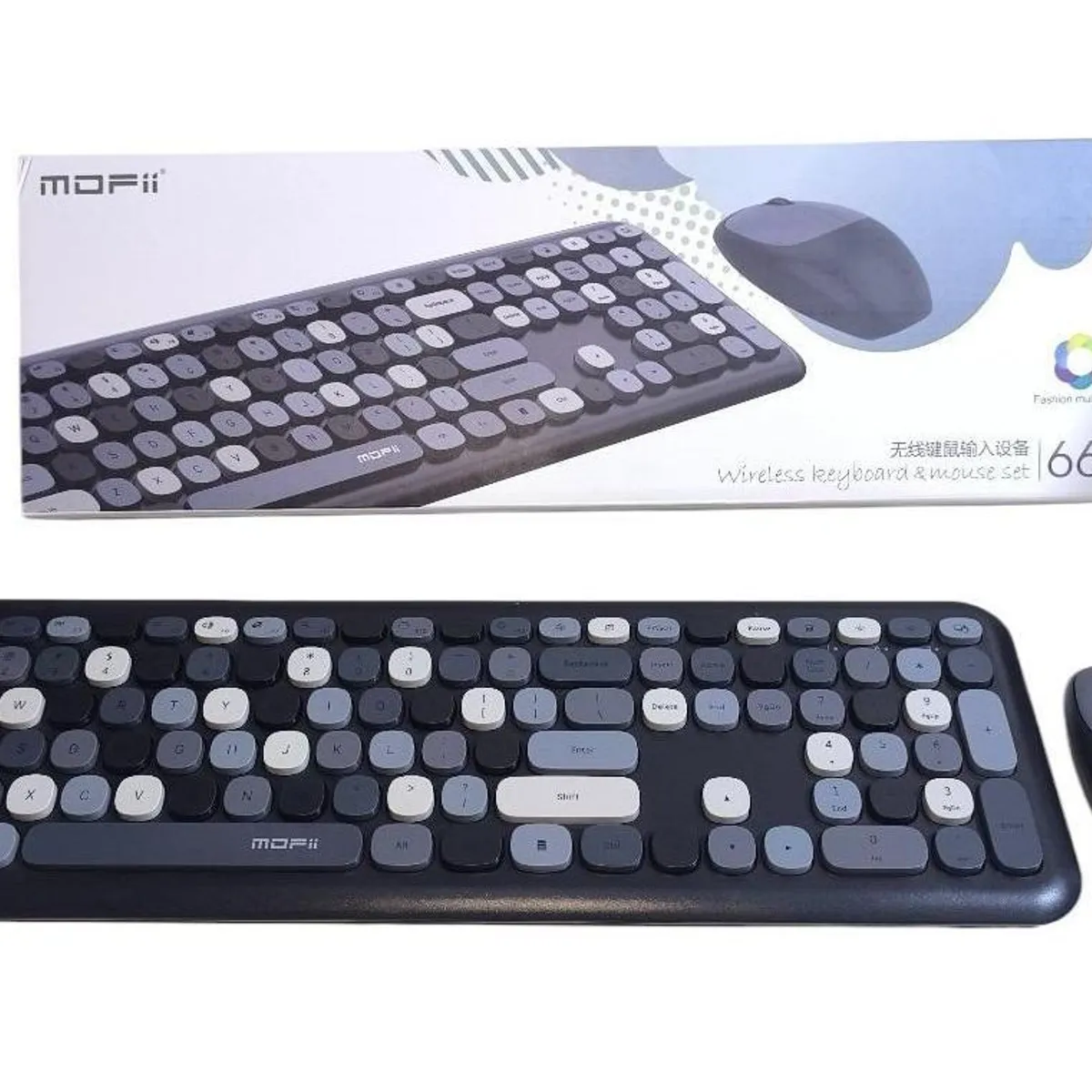 MOFI - Kit teclado y mouse inalámbrico Moffi tonos oscuros