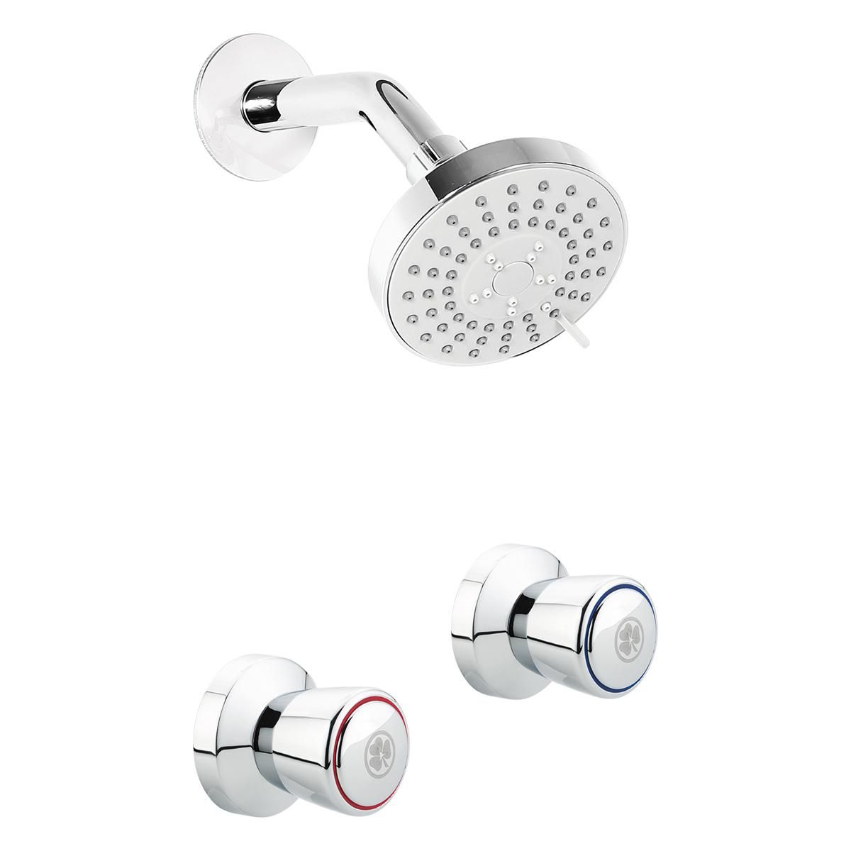 TREBOL - Monomando + Ducha Española en Bronce Cromado Plateado