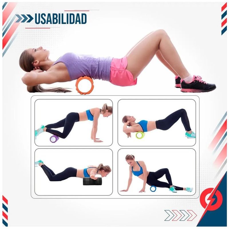 GENERICO - Foam Roller 35cm Rodillo de Espuma para Masaje Rojo