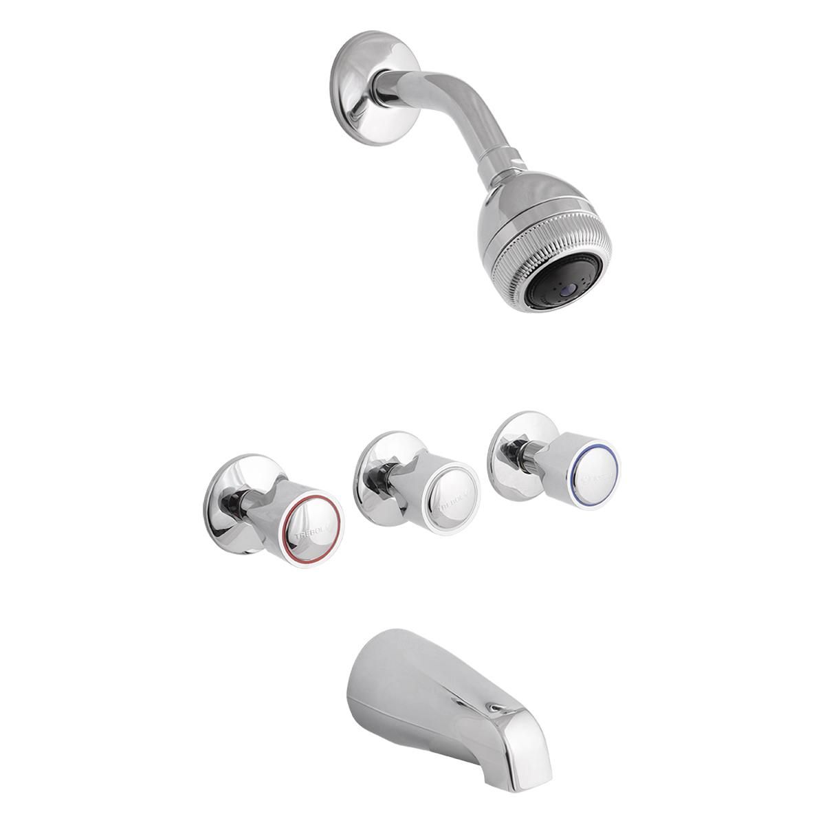 TREBOL - Mescladora + Ducha Española en Bronce Cromado Plateado