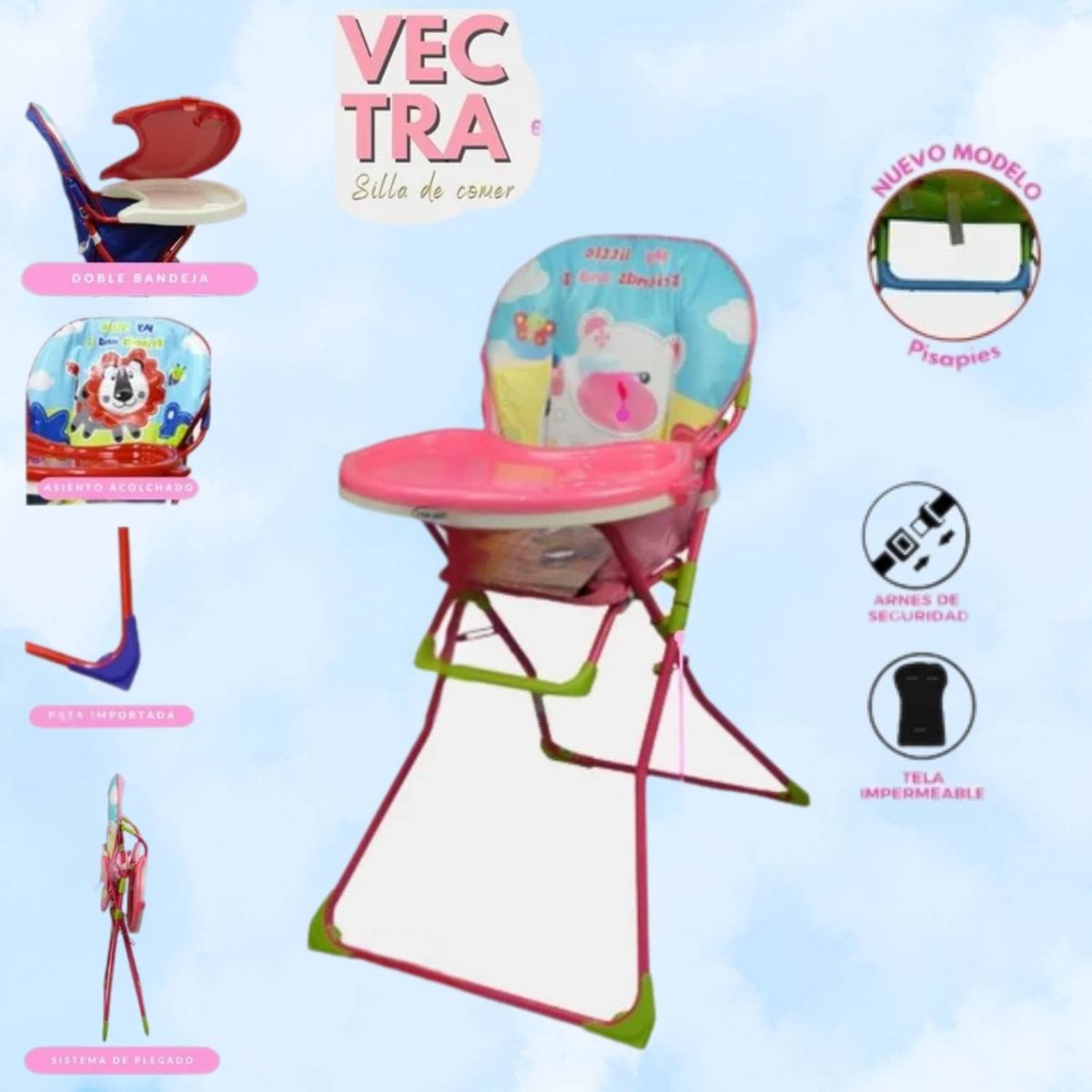 GENERICO - silla de comer vec tra rosado