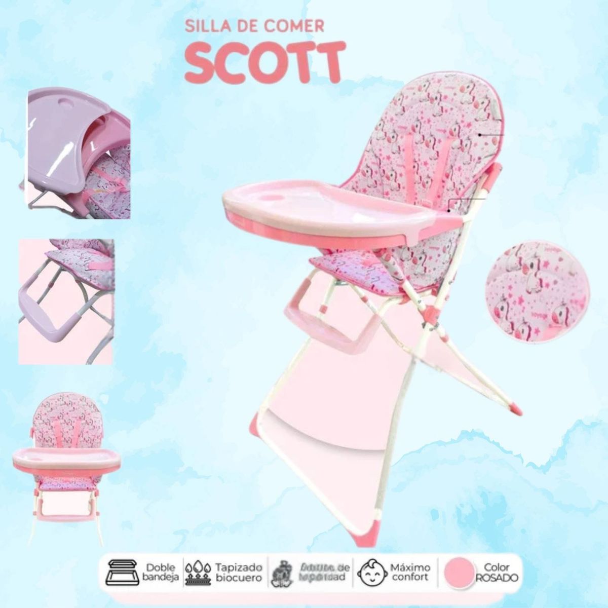 GENERICO - silla de comer scott rosado