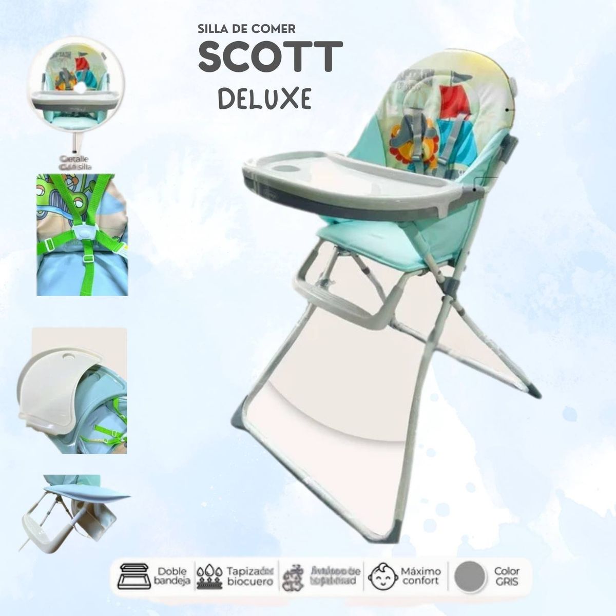 GENERICO - silla de comer scott deluxe gris