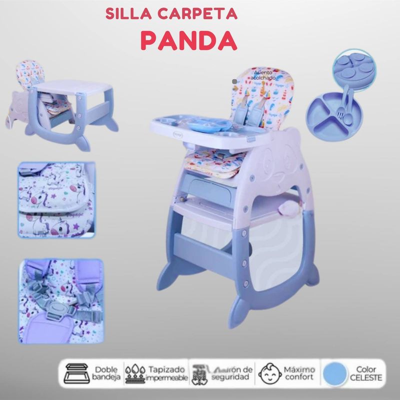 GENERICO - silla carpeta panda 3 en 1 celeste model 1
