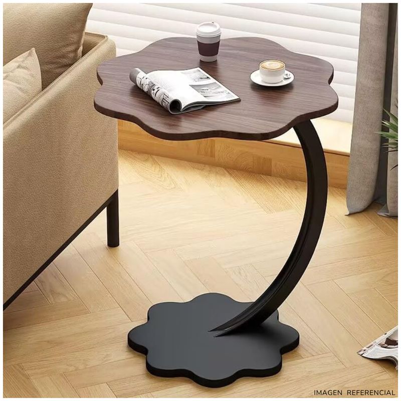 INSPIRA - Mesa Auxiliar Moderna con Diseño Floral en Forma de C