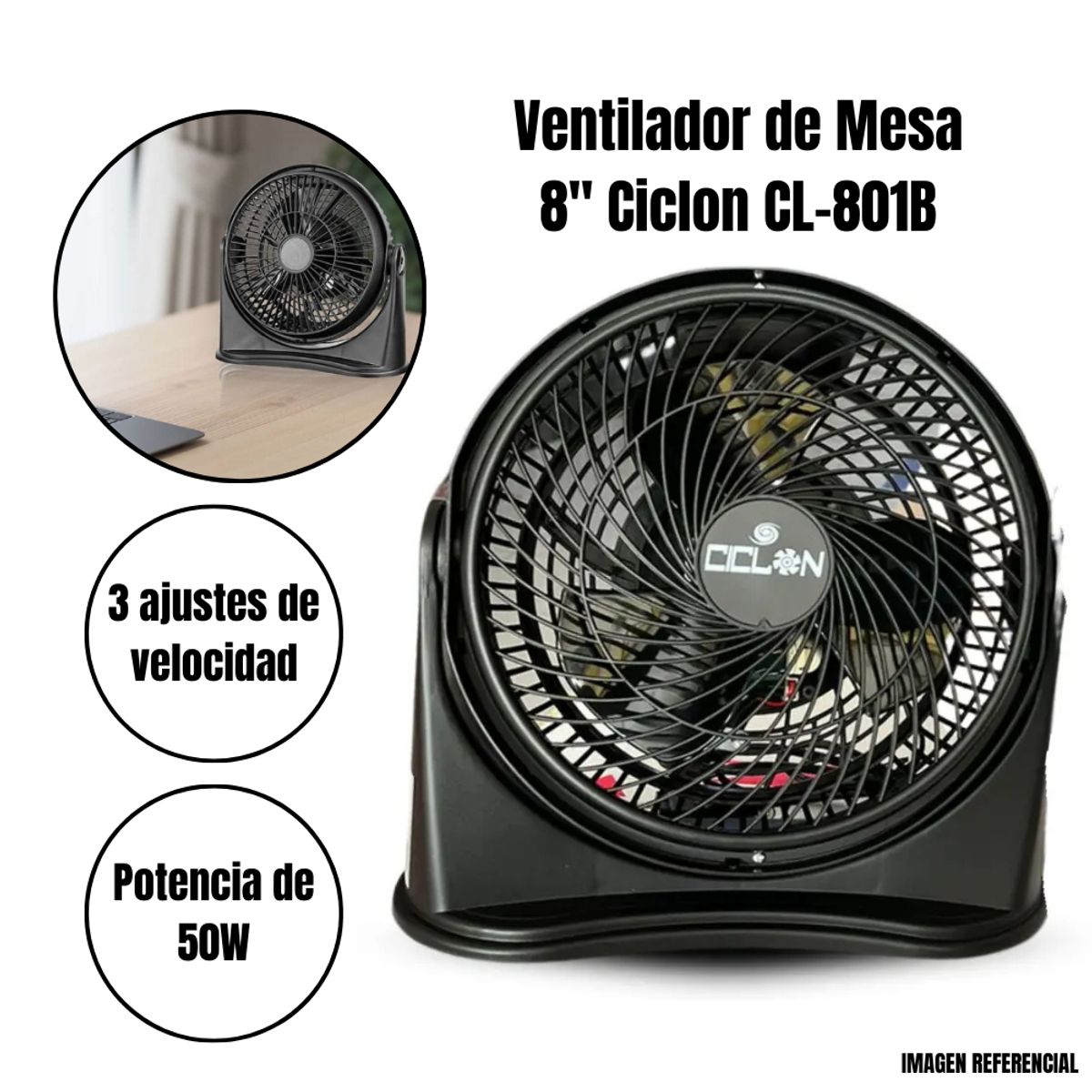 GENERICO - Ventilador de Mesa 8” CICLON CL-801B