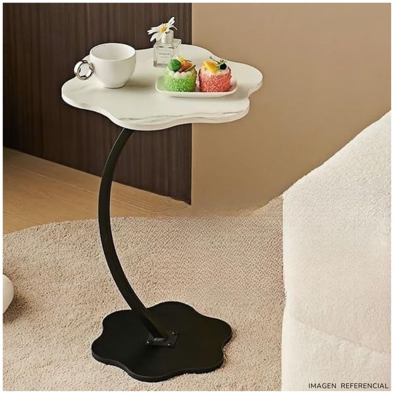 INSPIRA - Mesa Auxiliar Moderna con Diseño Floral en Forma de C