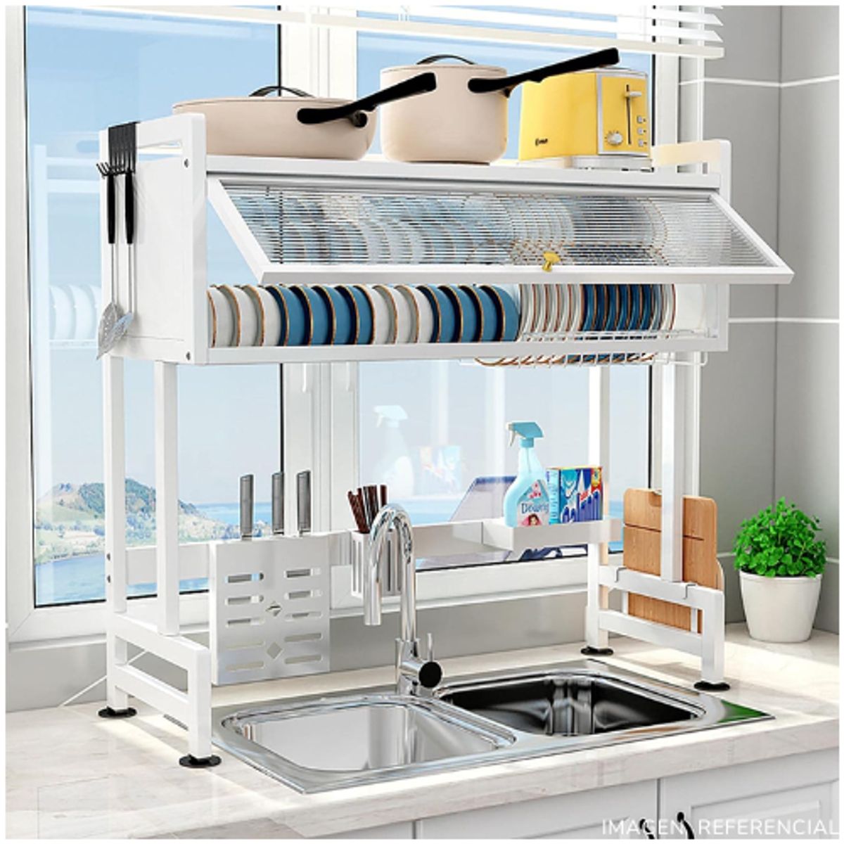 INSPIRA MARKET - Escurridor De Platos Con Tapa 2 niveles 85 cm