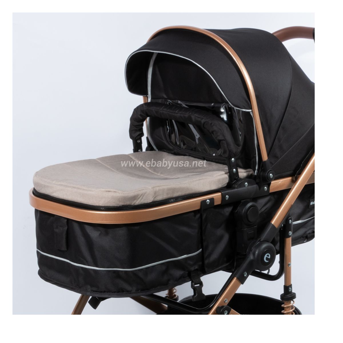 EBABY - Coche de Moises de Lujo Bigi Beige con Tull