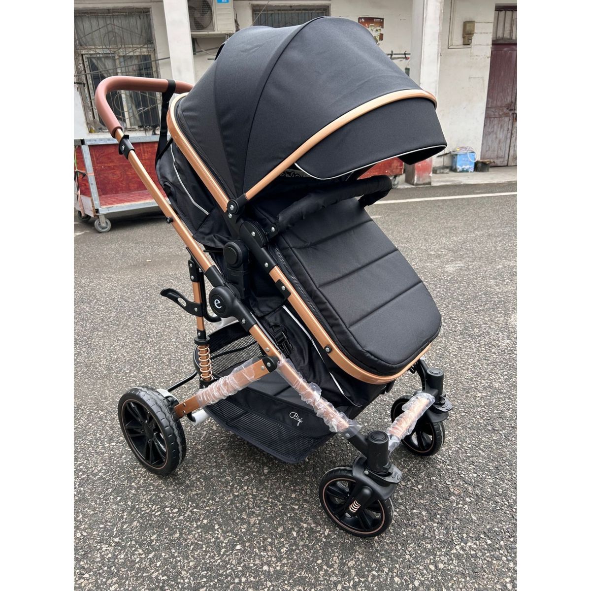 EBABY - Coche de Moises de Lujo Bigi Negro con Tull