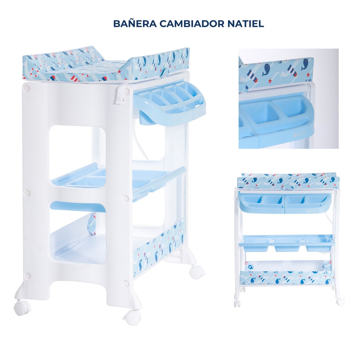 EBABY - Bañera Cambiador para bebé 3 piso Natiel Celeste