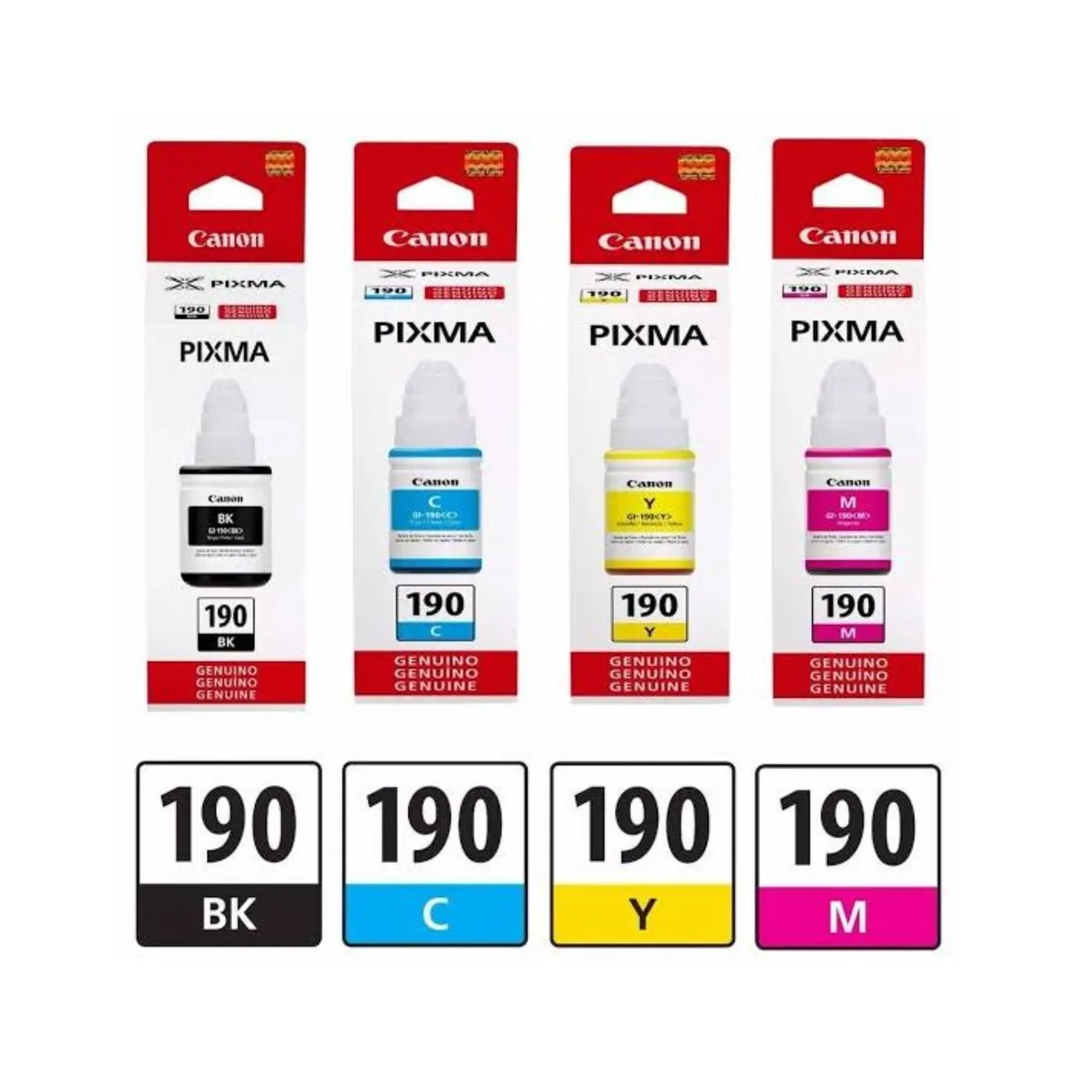 CANON - TINTA CANON GI-190 KIT X 4 COLORES C,M,Y,B - ORIGINAL