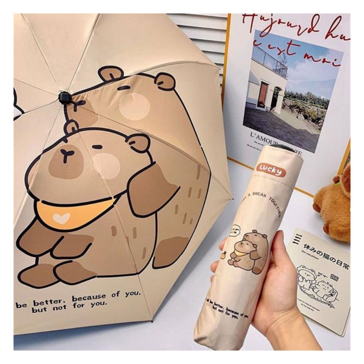 OEM - Sombrilla Paraguas para Sol Capibara UNISEX