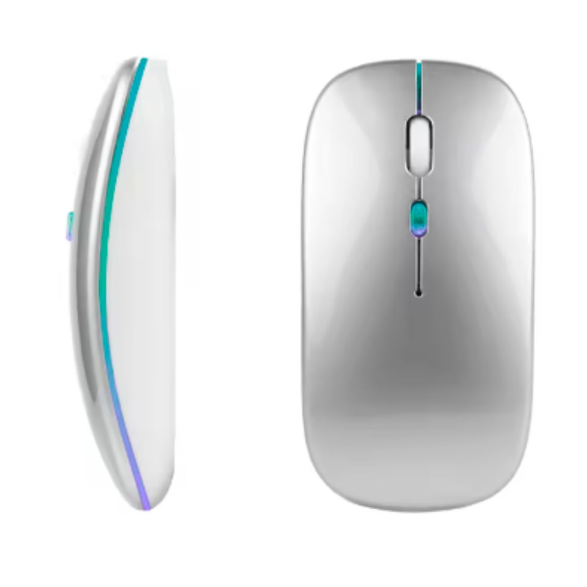 GENERICO - Mouse Inalámbrico Recargable Dual Bluetooth y USB 24G RGB PLATEADO