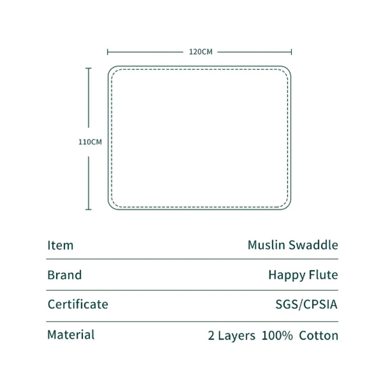 GENERICO - Manta de Muselina Suave para Bebé 100% Algodón 110 x 120 cm
