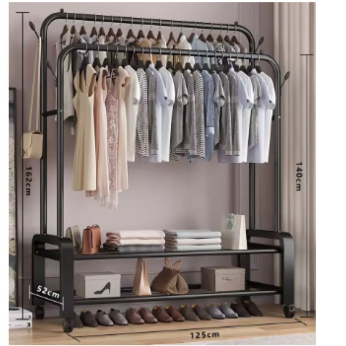 GENERICO - PERCHERO DE ROPA ESTANTE ZAPATERO DE DOS NIVELES