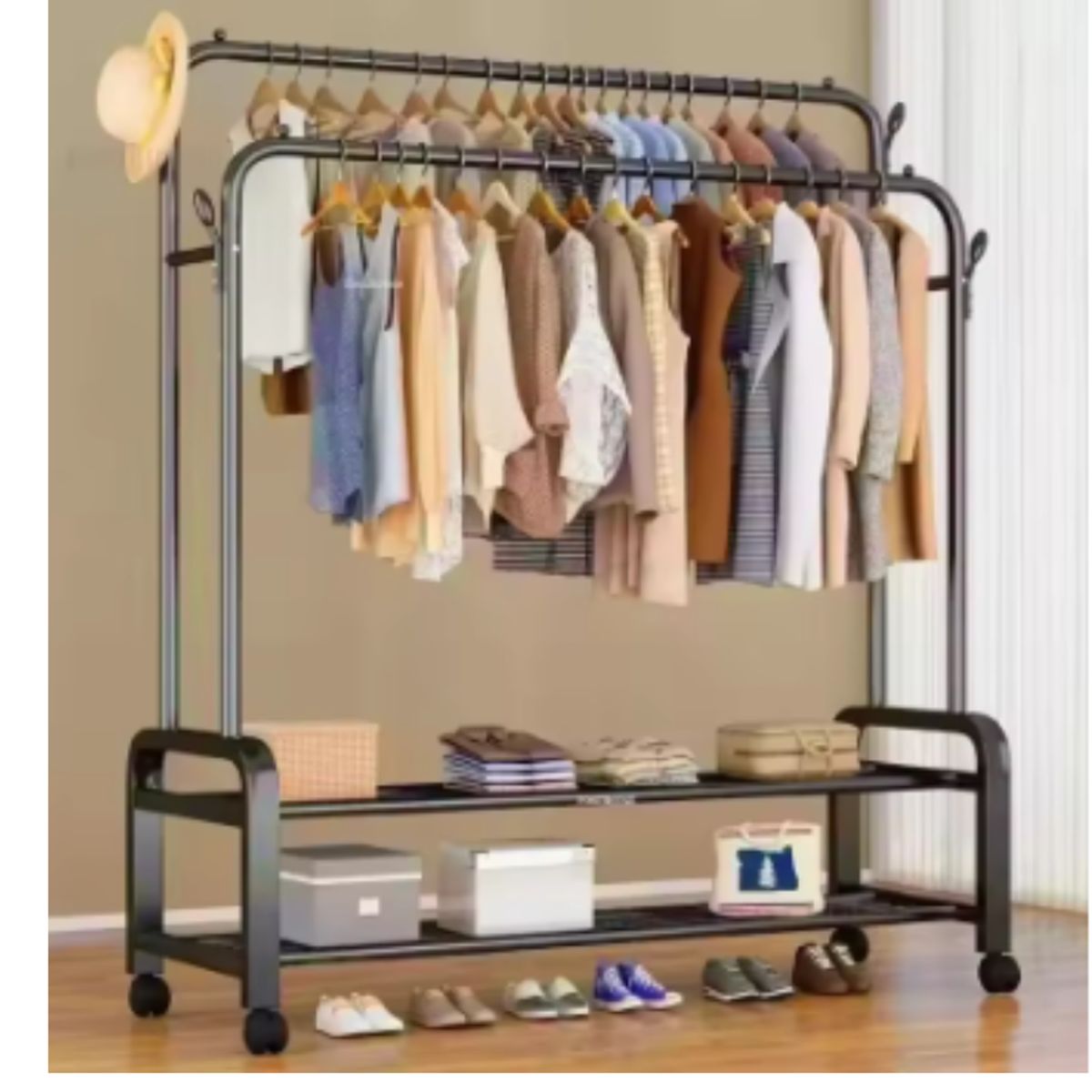 GENERICO - PERCHERO DE ROPA ESTANTE ZAPATERO DE DOS NIVELES