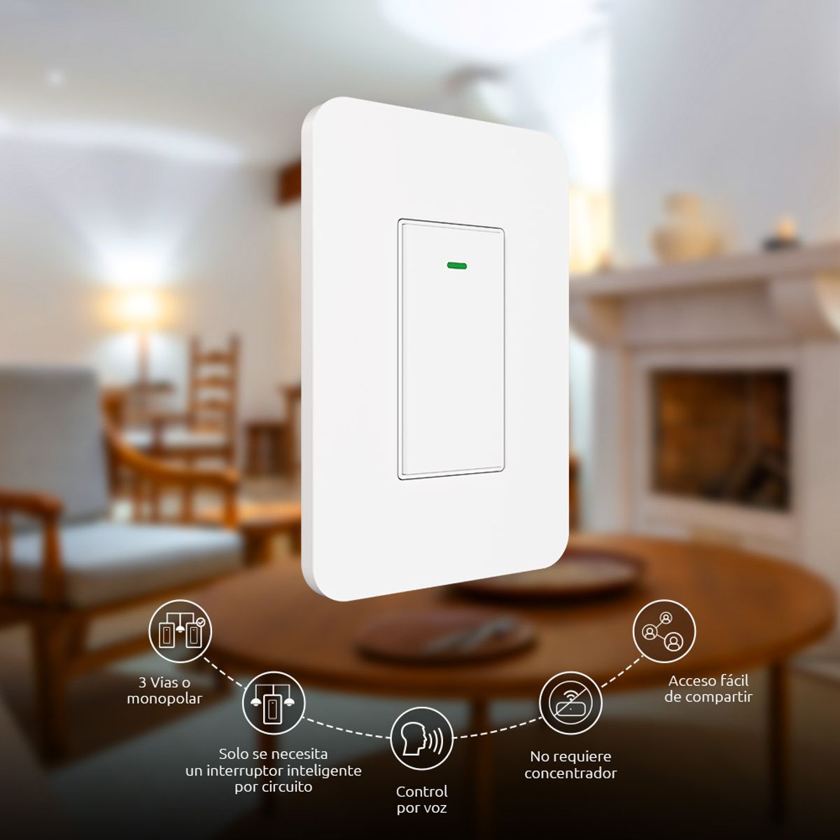 NEXXT SOLUTIONS - Interruptor Inteligente Wi-Fi Nexxt NHE-S300 - Control de voz