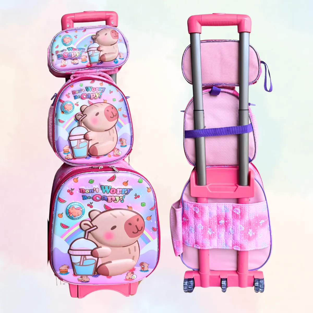 GENERICO - PACK DE DOS MOCHILAS DE TRES PIEZAS - NIÑO Y NIÑA