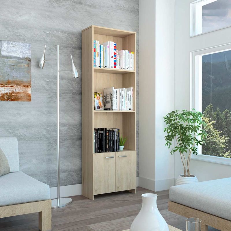 GENERICO - BIBLIOTECA TOKIO CON PUERTAS ROVERE -  ENVIO ARMADO Y MELAMINA 18 mm