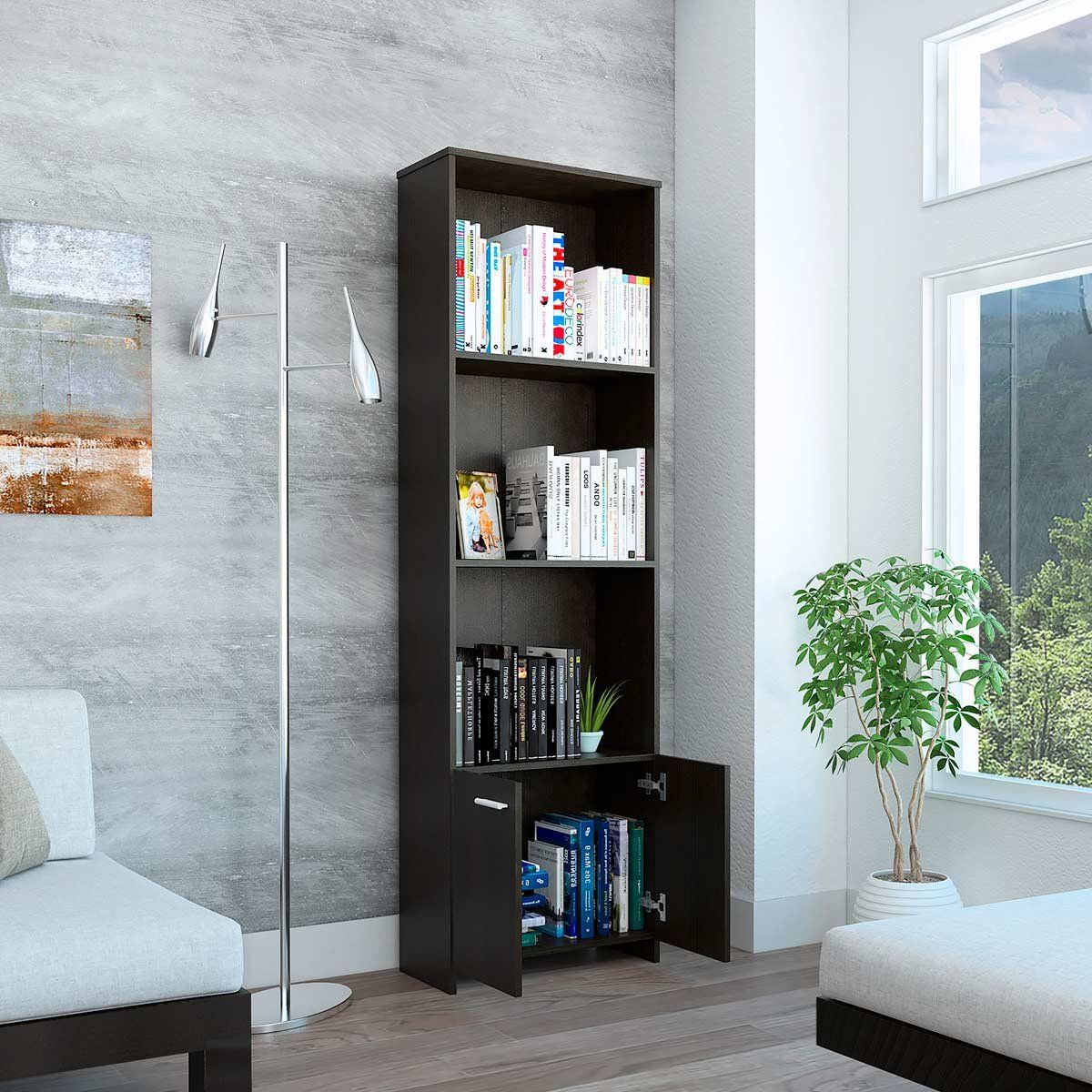 GENERICO - BIBLIOTECA TOKIO CON PUERTAS WENGUE -  ENVIO ARMADO Y MELAMINA 18 mm