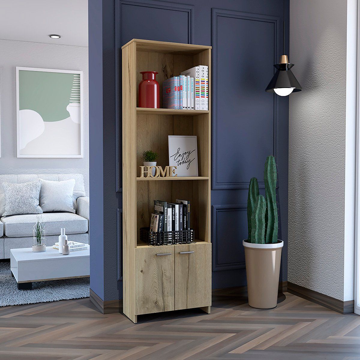 GENERICO - BIBLIOTECA TOKIO CON PUERTAS   MIEL -  ENVIO ARMADO Y MELAMINA 18 mm