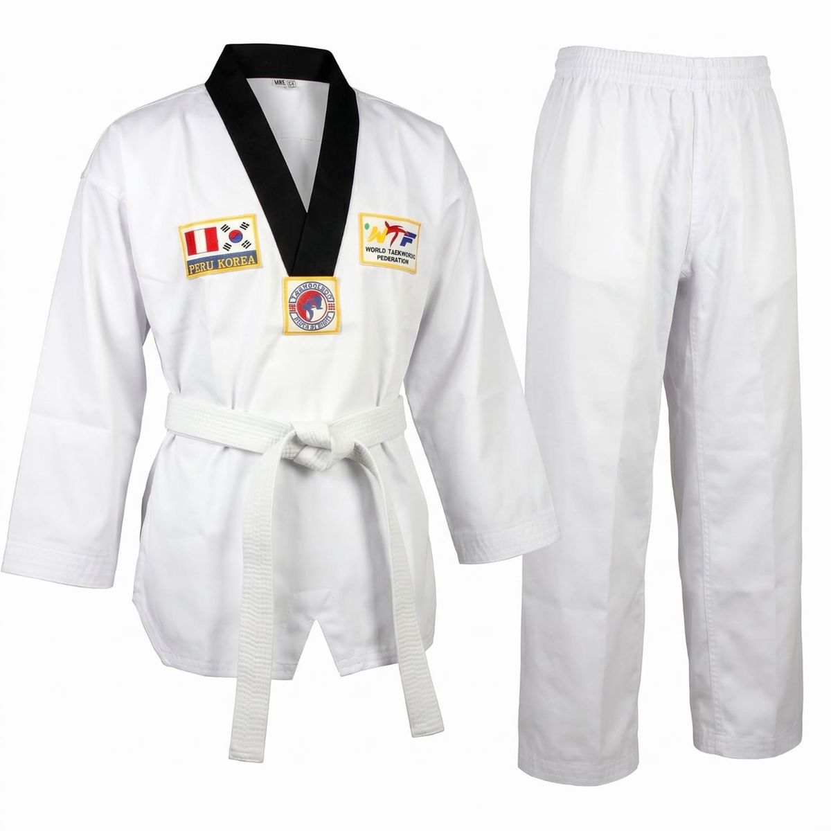 NACIONAL - Tae Kwon Do TKD Dobok Drill Conjunto Completo Artes Marciales incluye Chaqueta Pantalón y Cinturón