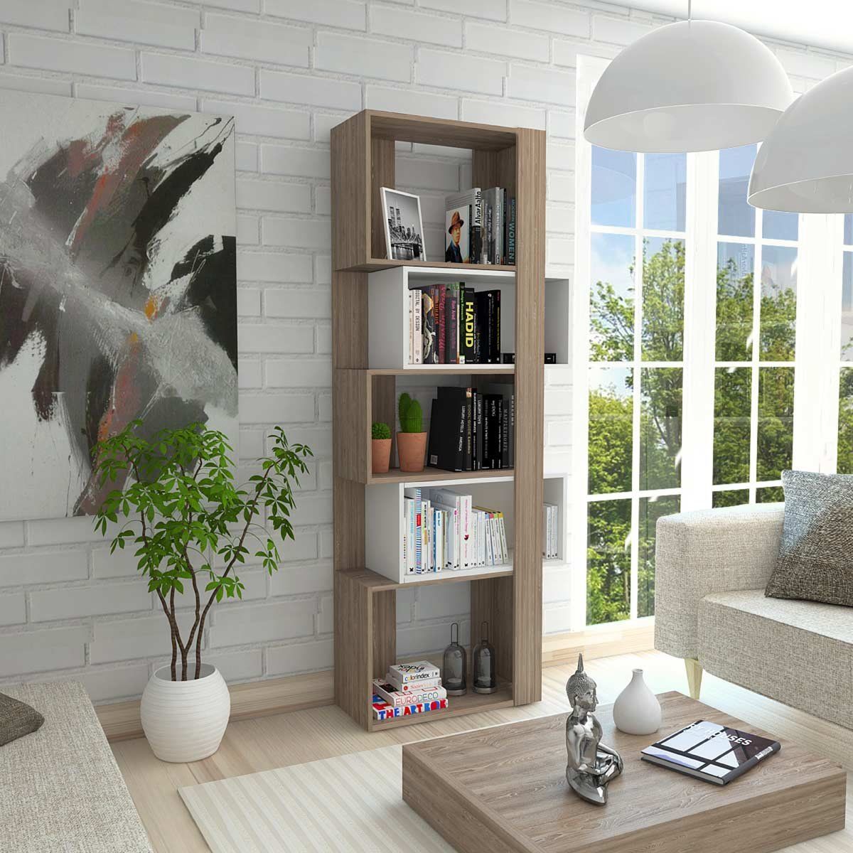 GENERICO - Biblioteca Lima Blanco-Miel   - Envío Armado y Melamina 18mm