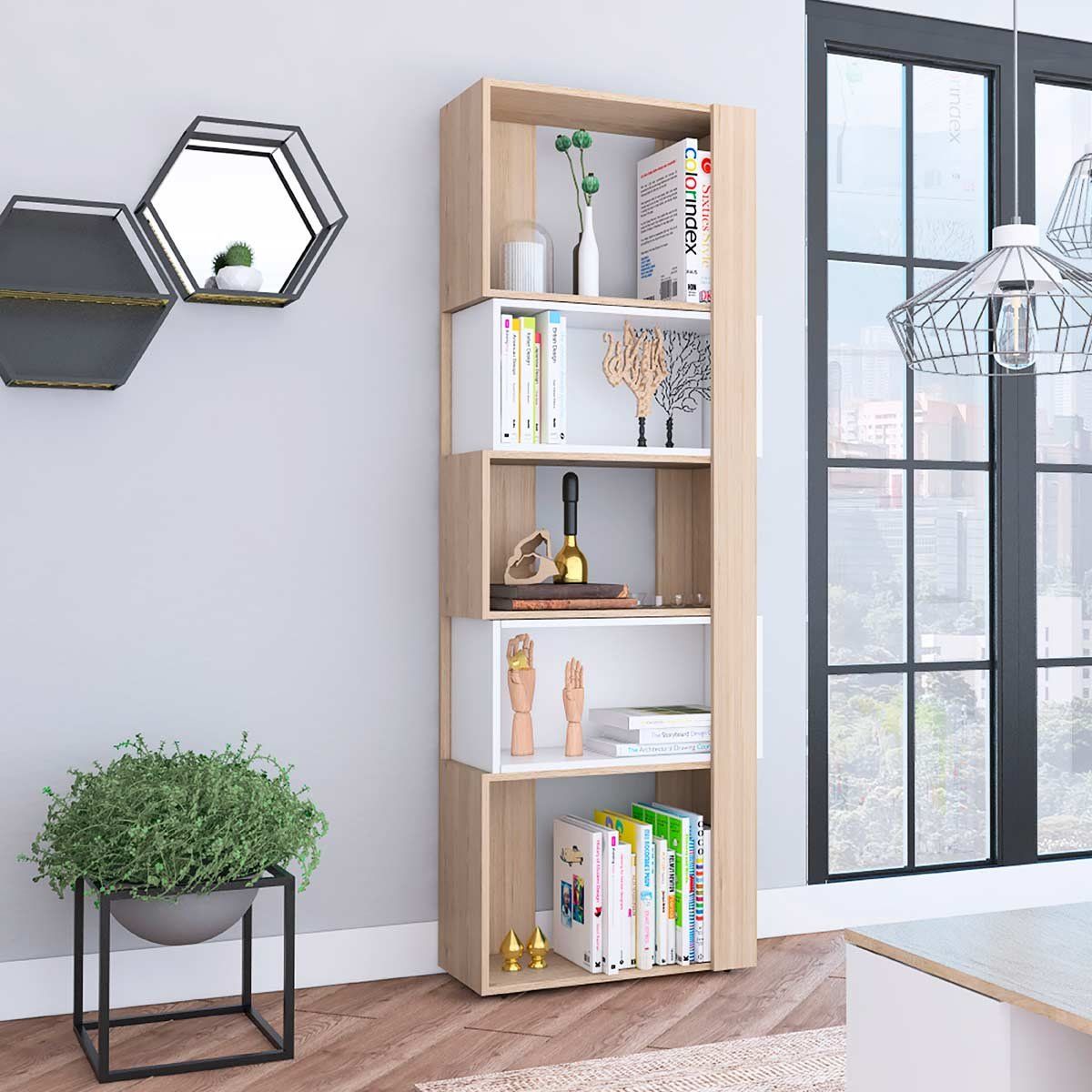 GENERICO - Biblioteca Lima Blanco-Rovere   - Envío Armado y Melamina 18mm