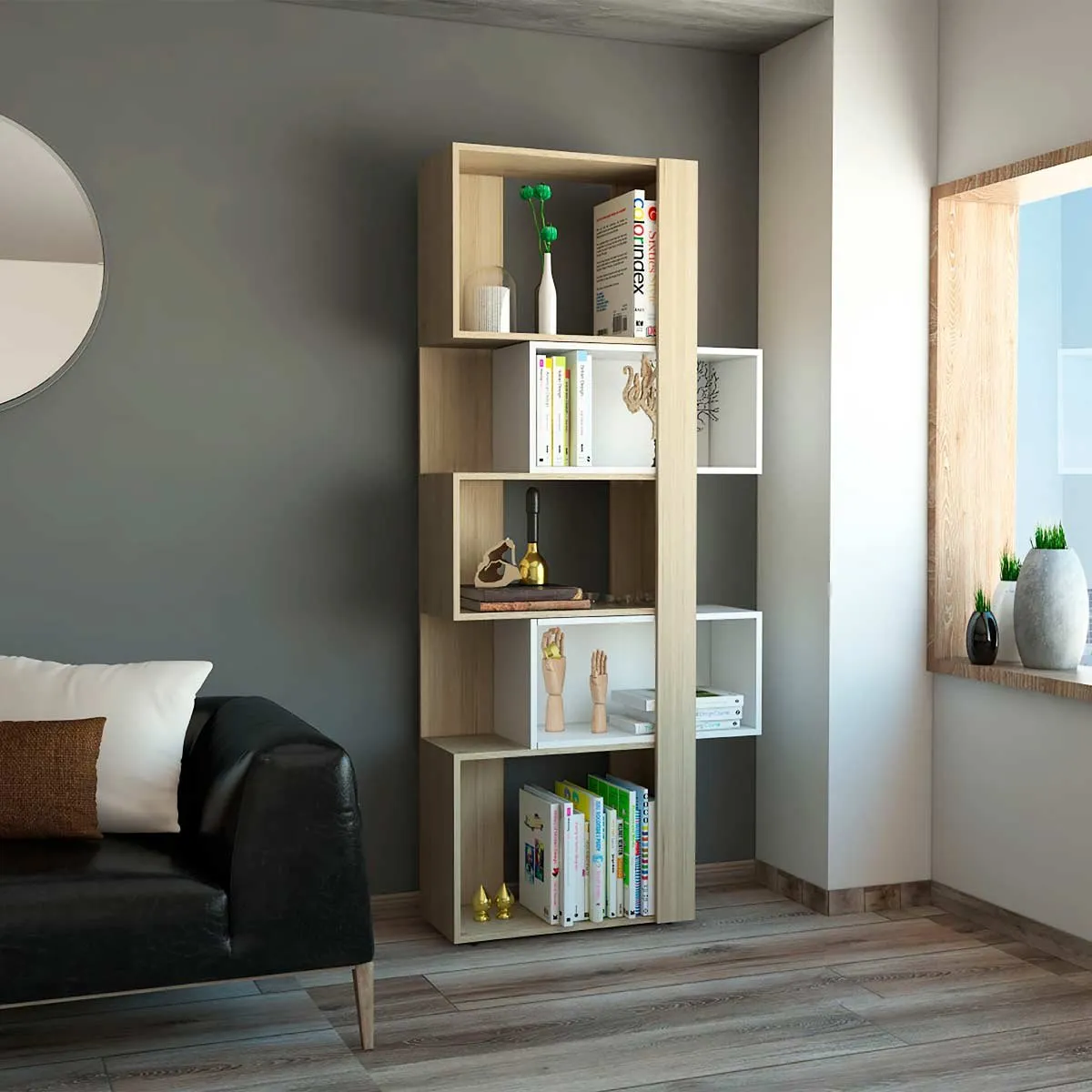 GENERICO - Biblioteca Lima Blanco-Rovere   - Envío Armado y Melamina 18mm