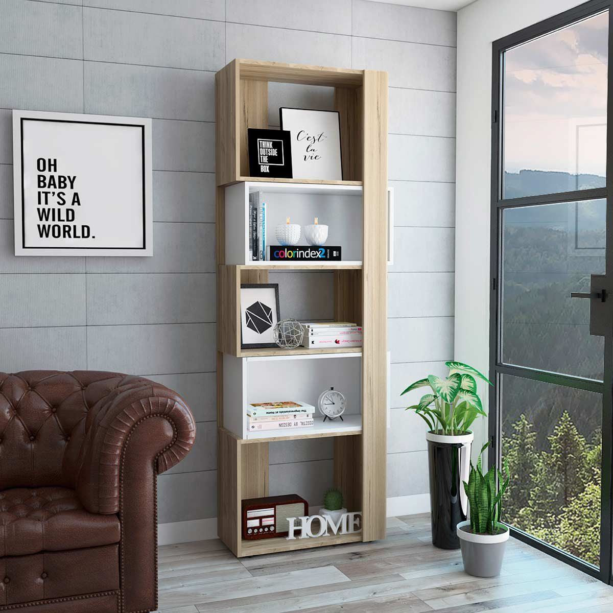 GENERICO - Biblioteca Lima Blanco-Duna   - Envío Armado y Melamina 18mm