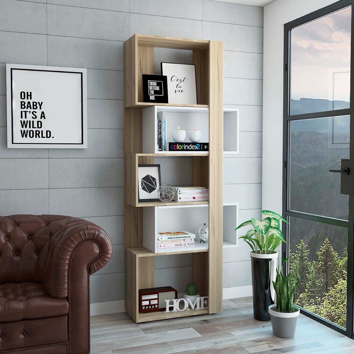 GENERICO - Biblioteca Lima Blanco-Duna   - Envío Armado y Melamina 18mm