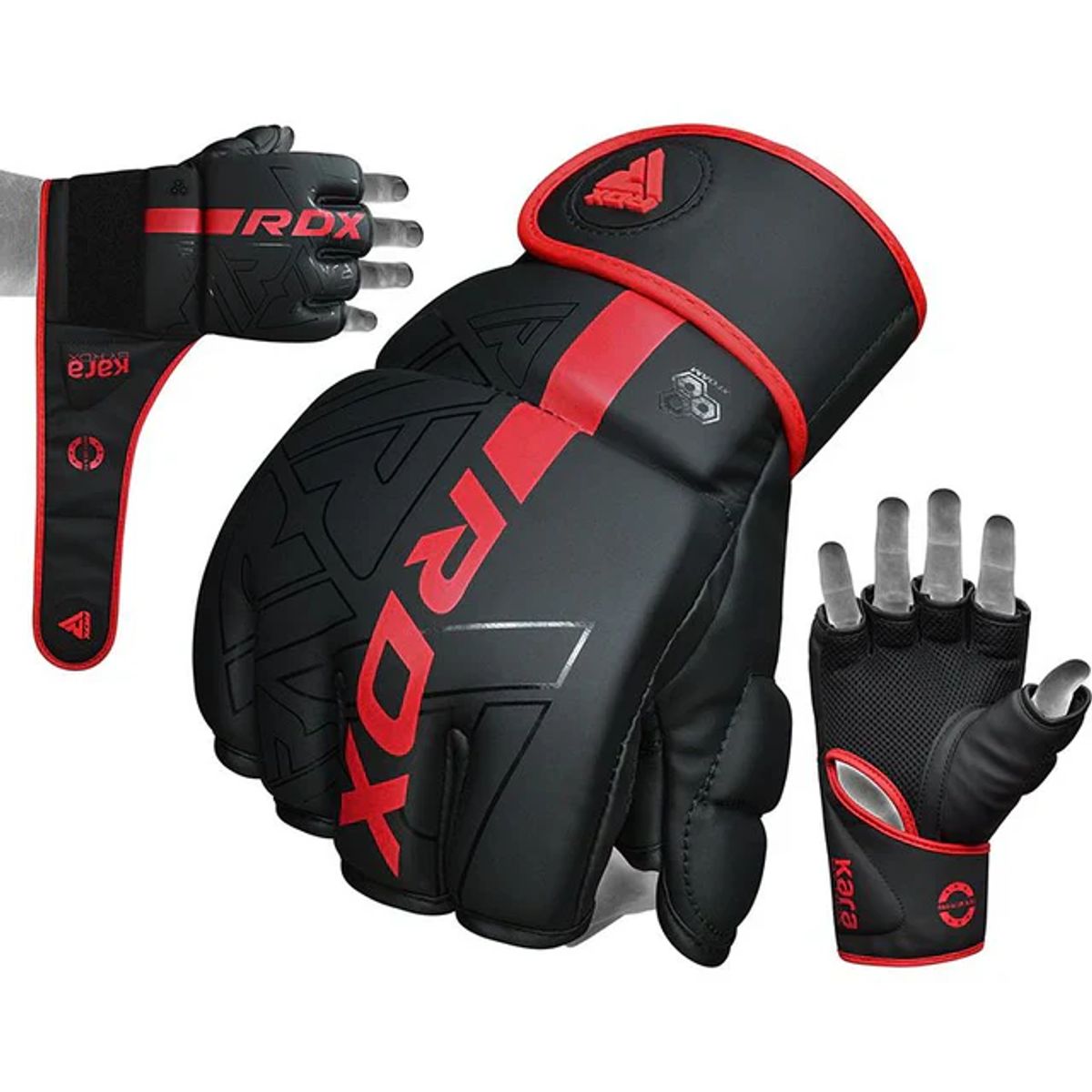RDX - Guantes de MMA y Grappling Kara F6 Rojo - M