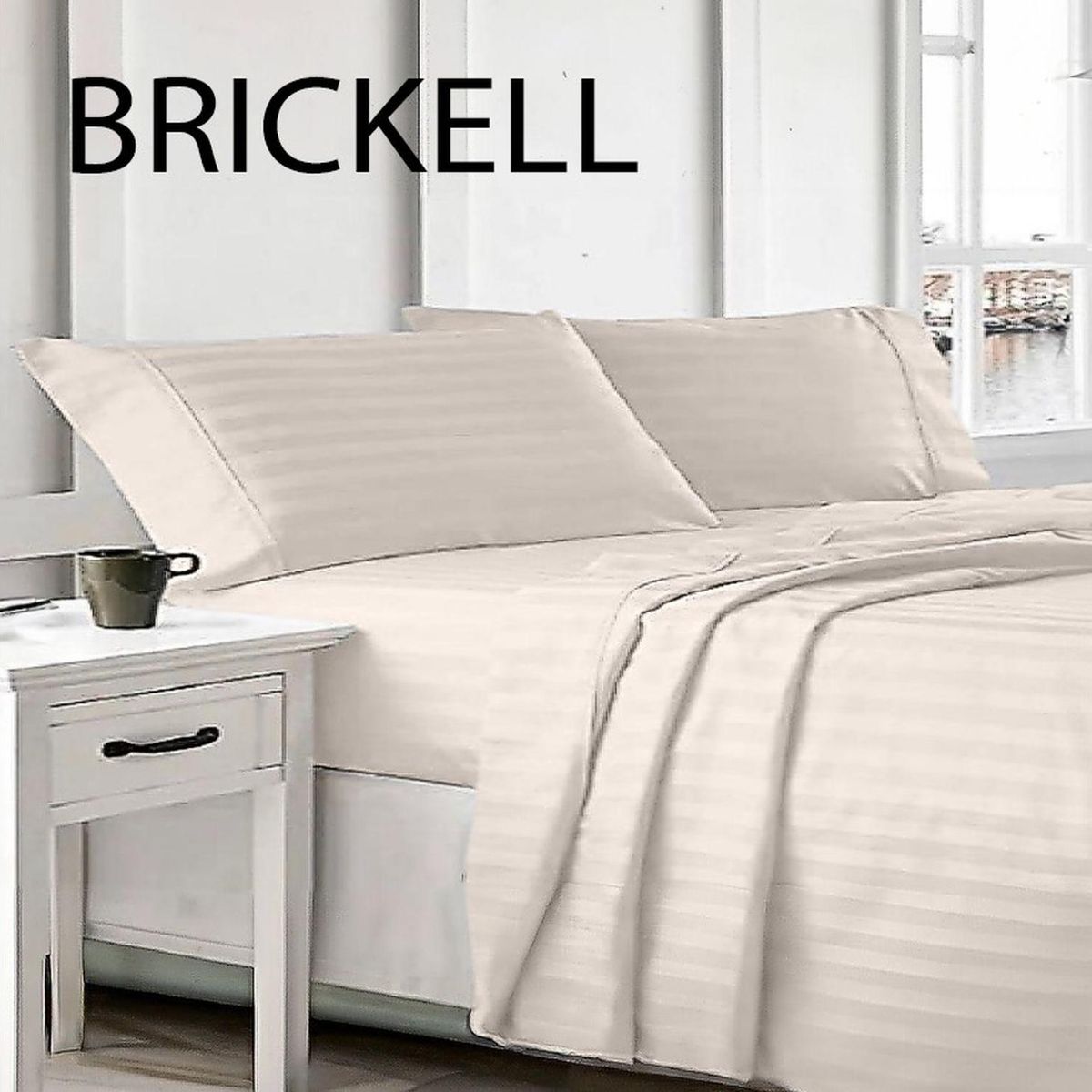 GENERICO - Juego de Sábanas Satinadas 1.5pl  100% Microfibra - Beige