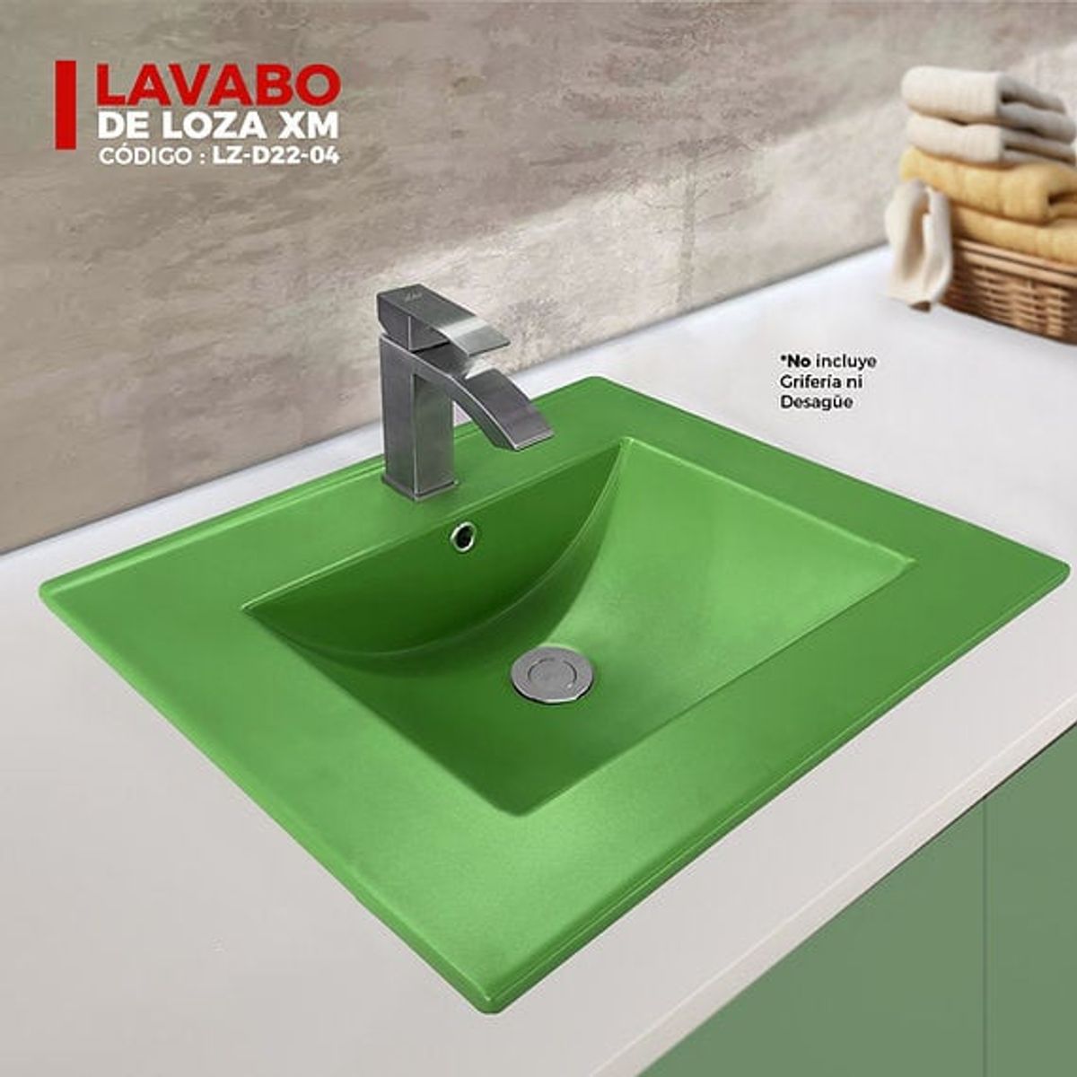 XM - LAVADERO DE LOZA CUADRADO VERDE LZ-D22-04