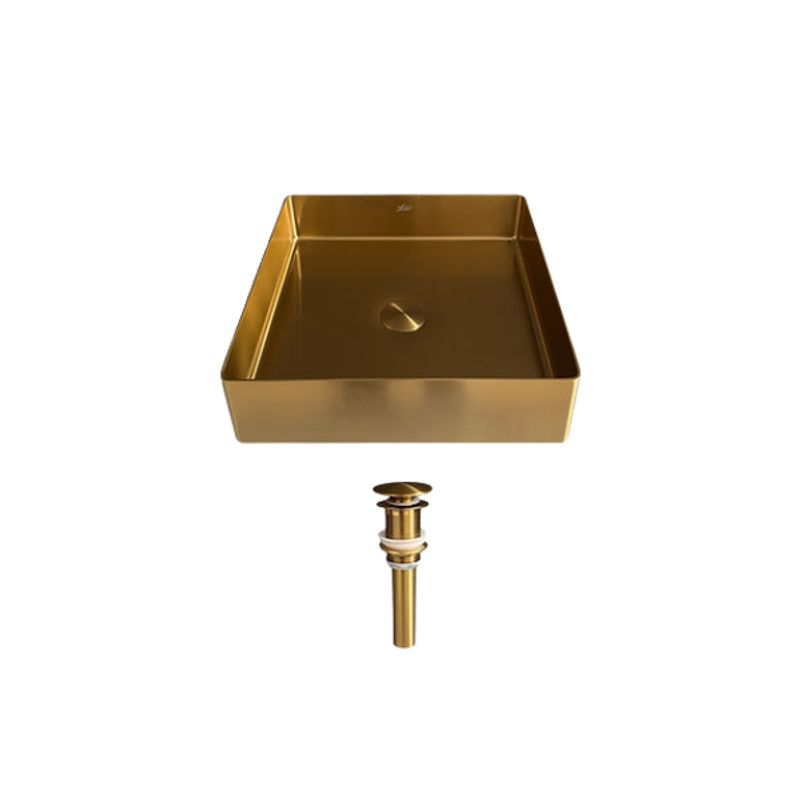 XM - LAVADERO CUADRADO DE ACERO CON DESAGÜE DORADO LA30407-4040
