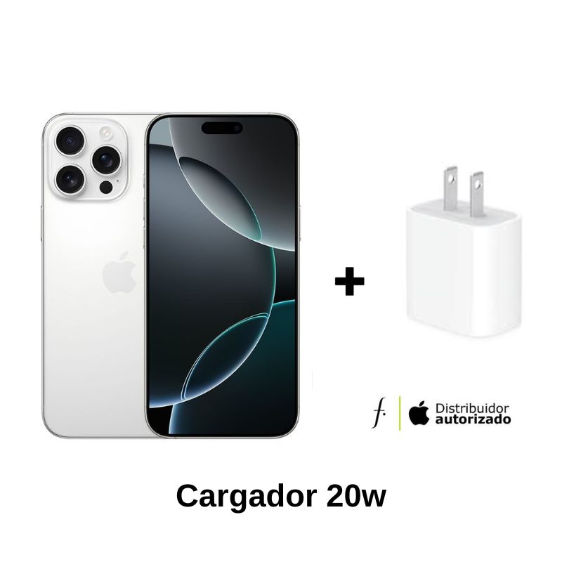 APPLE - Apple iPhone 16 Pro Max Intelligence 256GB - (eSIM) - White Titanium + Cargador