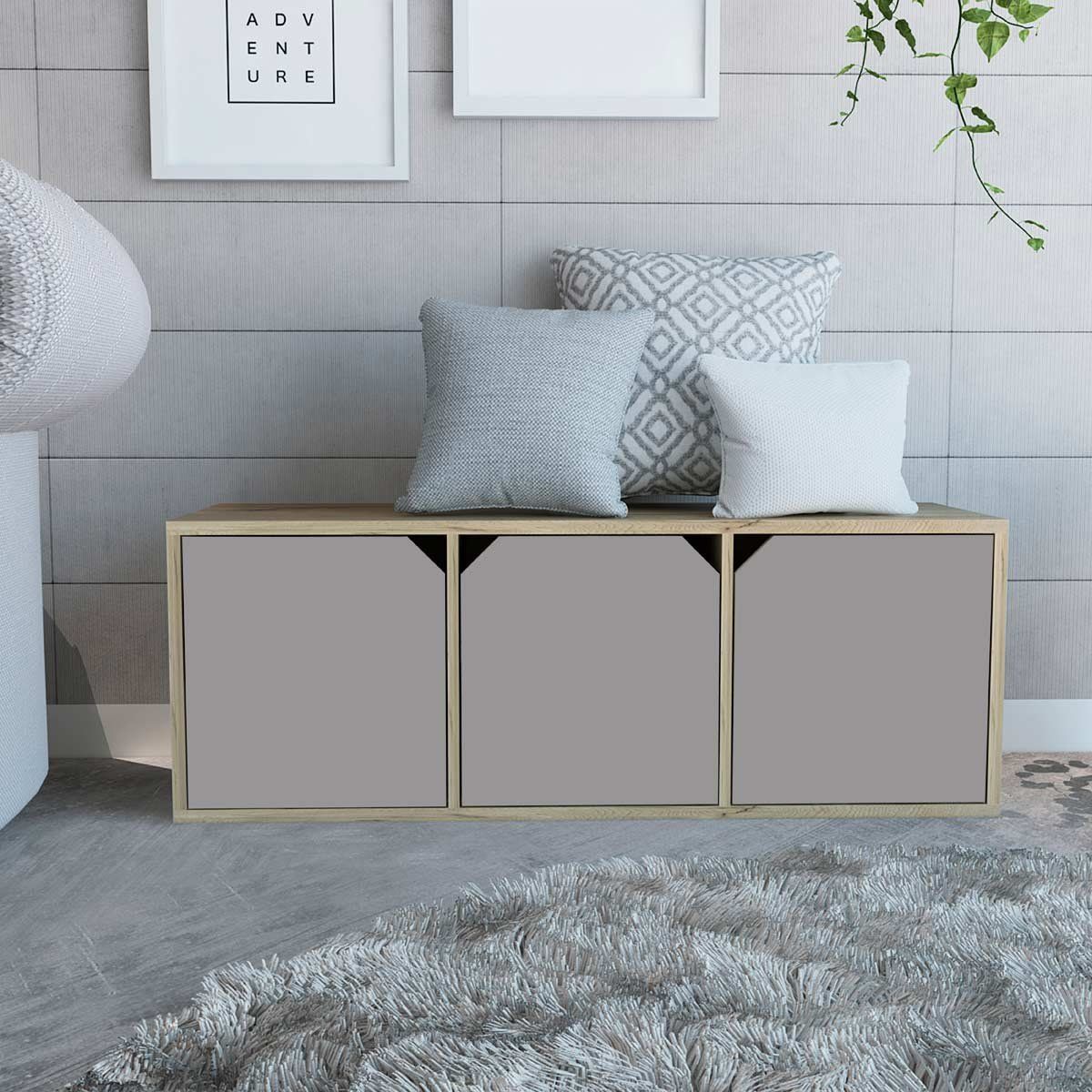 GENERICO - Biblioteca Zara Modulo Bajo  Duna-Taupe   - Envío Armado y Melamina 18mm