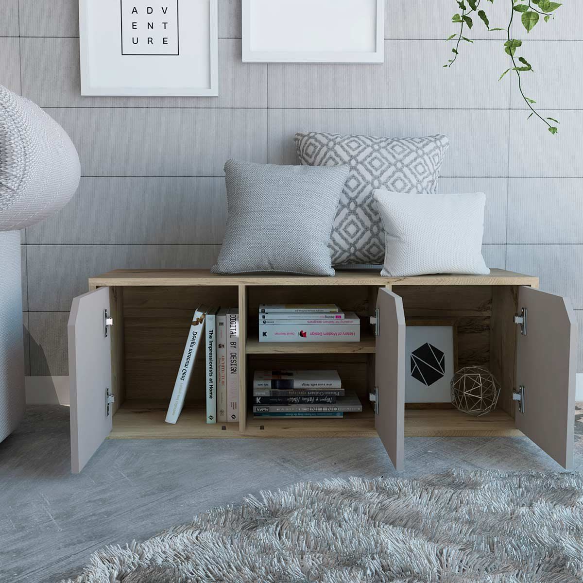 GENERICO - Biblioteca Zara Modulo Bajo  Duna-Taupe   - Envío Armado y Melamina 18mm