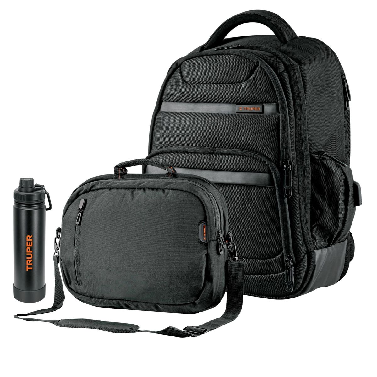 TRUPER - Mochila porta laptop USB +Maleta maletín porta laptop 17 morral truper