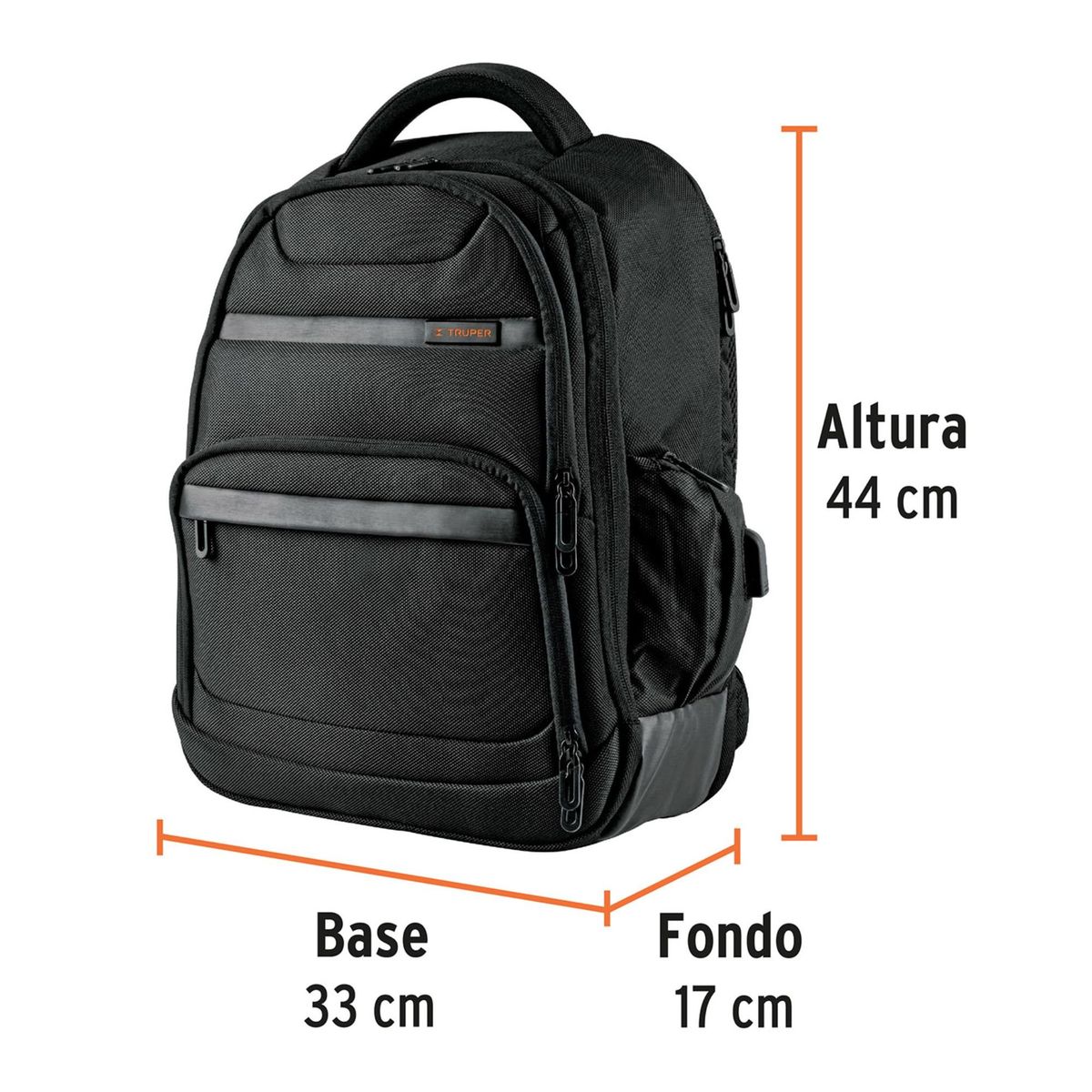 TRUPER - Mochila porta laptop USB +Maleta maletín porta laptop 17 morral truper