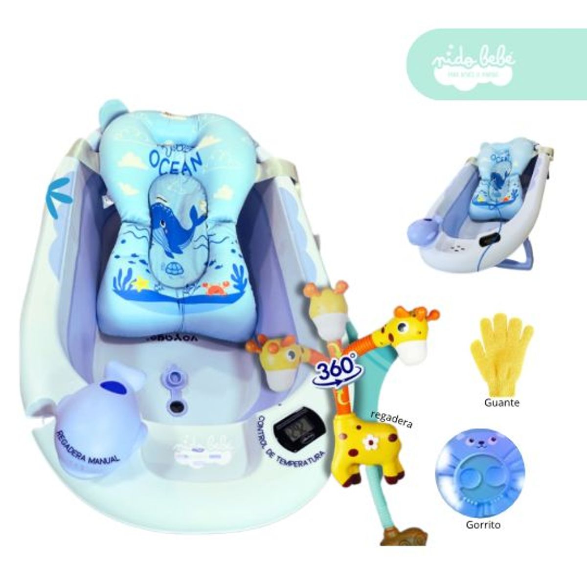 GENERICO - Bañera Plegable de Bebe modelo Aquatic blue