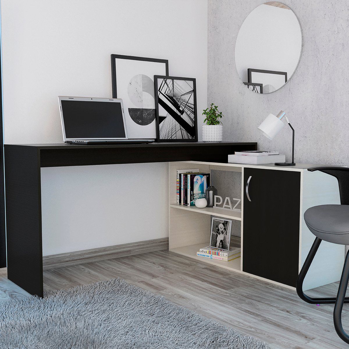 GENERICO - Escritorio Dubai  Niebla-Wengue - Envío Armado y Melamina 18mm