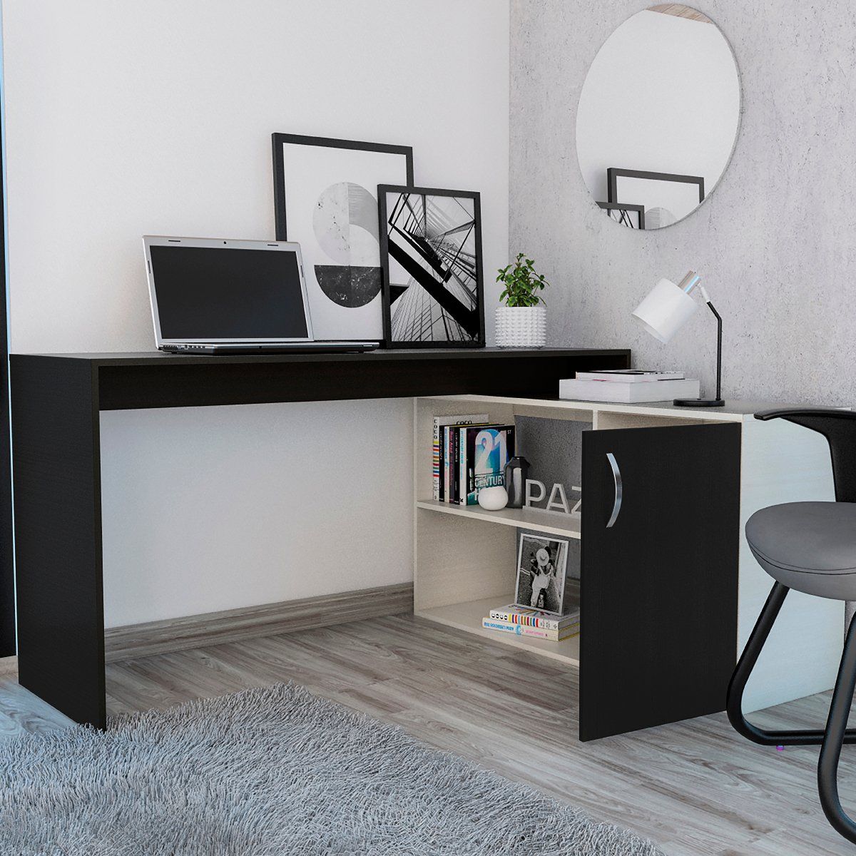 GENERICO - Escritorio Dubai  Niebla-Wengue - Envío Armado y Melamina 18mm