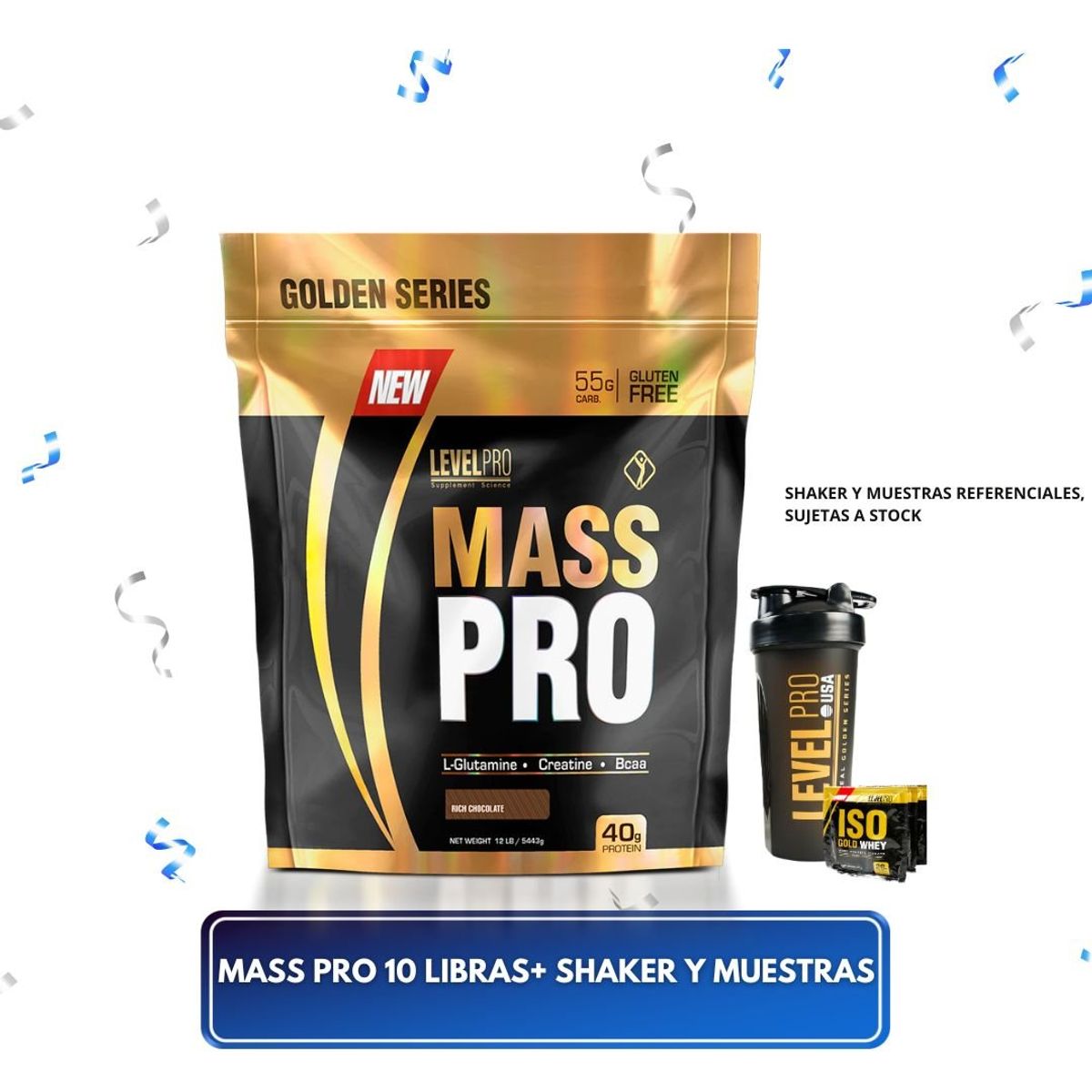 LEVEL PRO - LEVEL PRO MASS PRO 10 Lb RICH CHOCOLATE + SHAKER