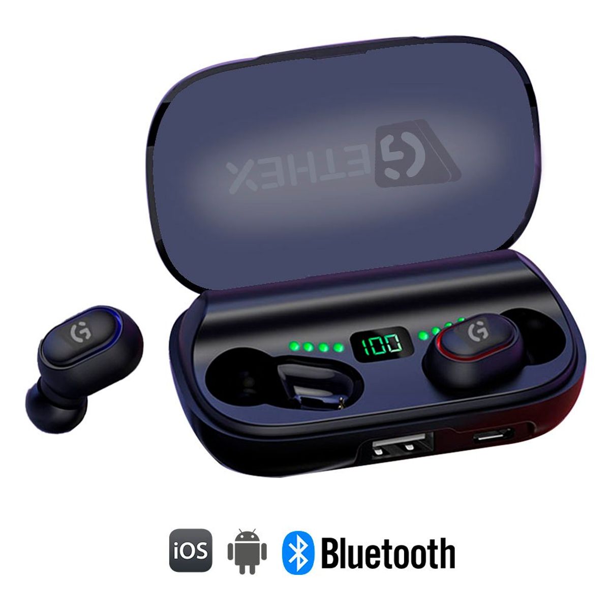GETHEX - Audífonos Bluetooth JS2 con Case de Carga