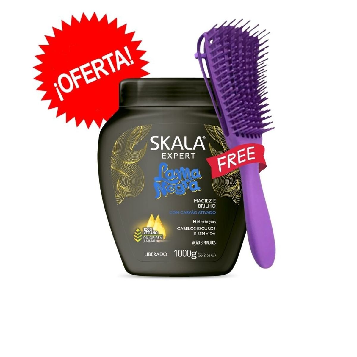 SKALA - Mascarilla Cap 2 en 1 Skala Lama Negra 1kg - OFERTA