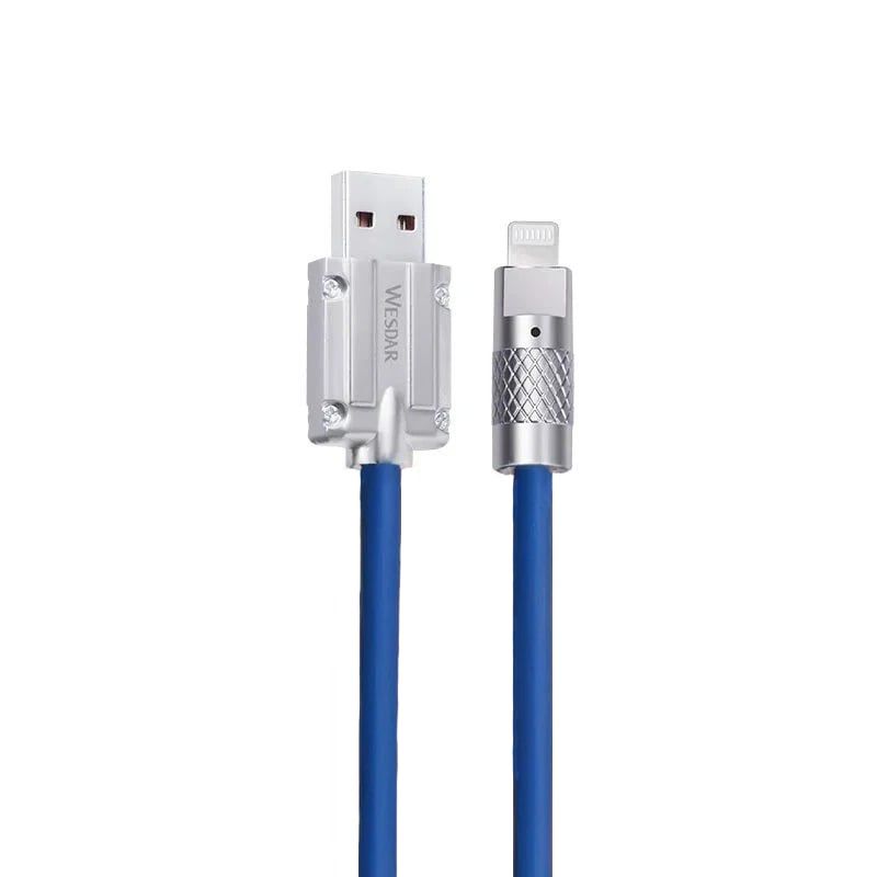 WESDAR - Wesdar - Cable 1m Super Fuerte Lightining Carga Rápida a USB 6A - Azul