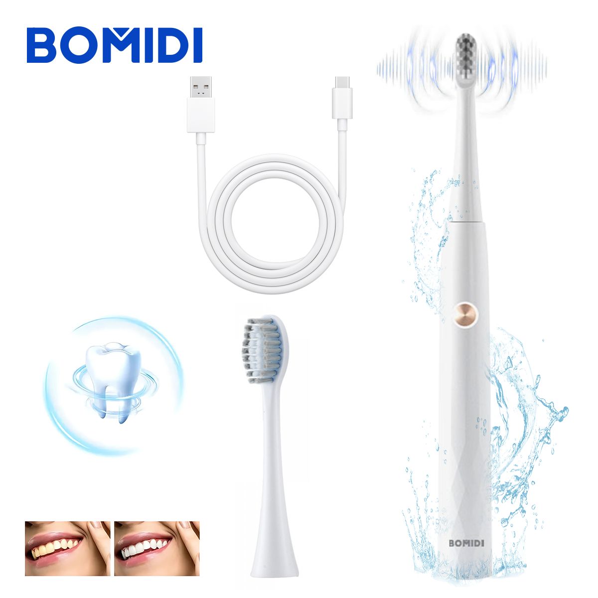 BOMIDI - Cepillo Dental Eléctrico Bomidi T501 Blanco