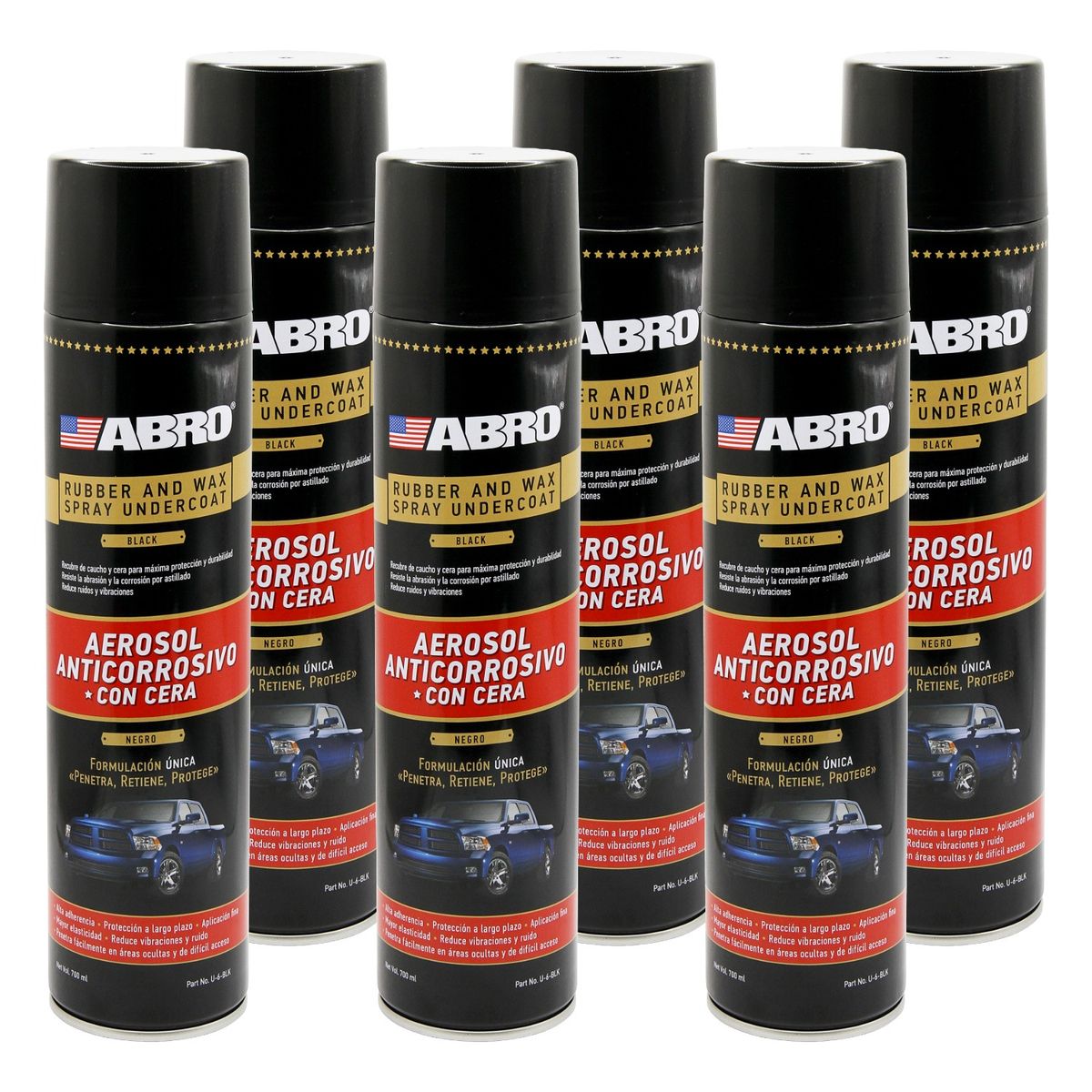 ABRO - ABRO Undercoating Protector de Chasis en Spray U-6 Pack x6